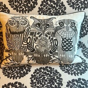 Arhaus Black and White Owl Pillow. NWT